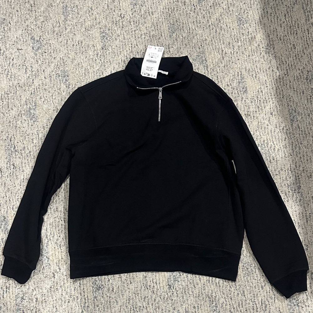Zara Men's Black Zip-Up Sweater
